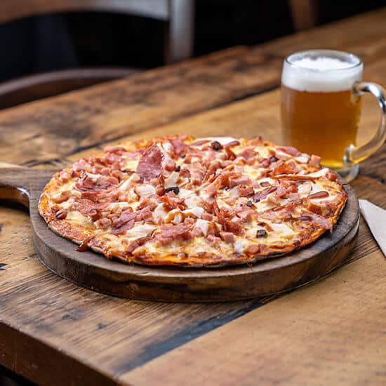 Pizza and beer at 7 Summits Restaurant